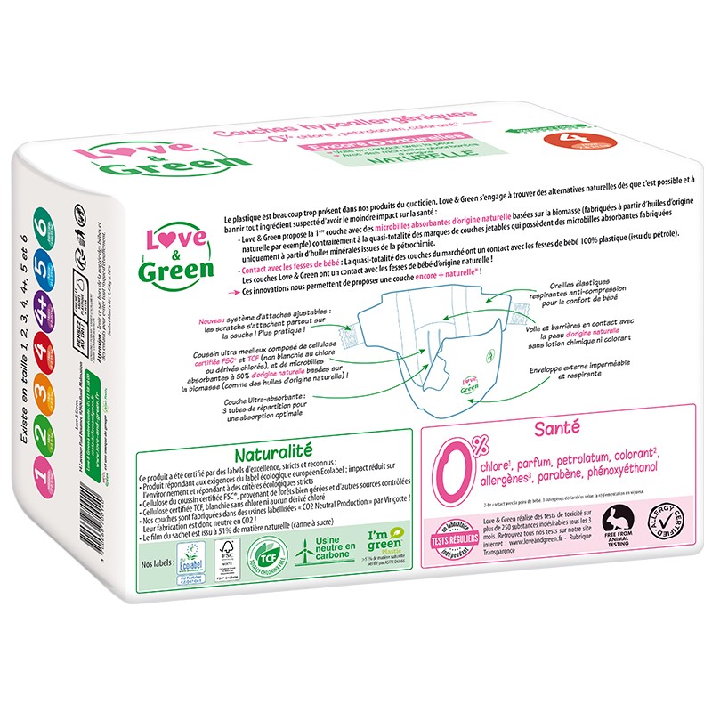Love and Green T4  4 paquet par carton - 20 culottes par paquet - Dentimed  - A Swiss Hygiene Company
