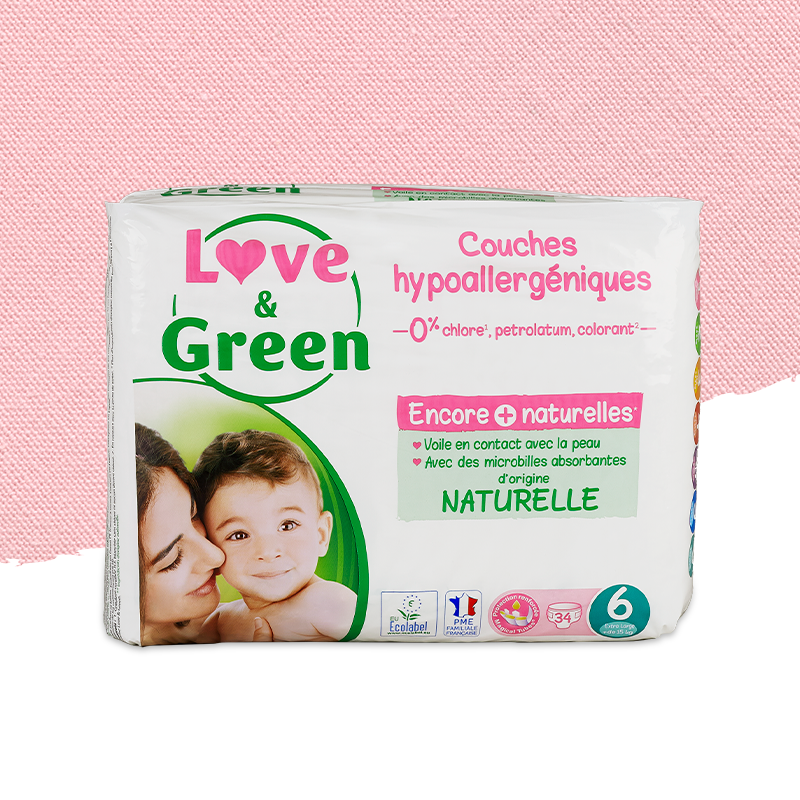 Love and Green T6  6 paquets par carton - 34 couches par paquet