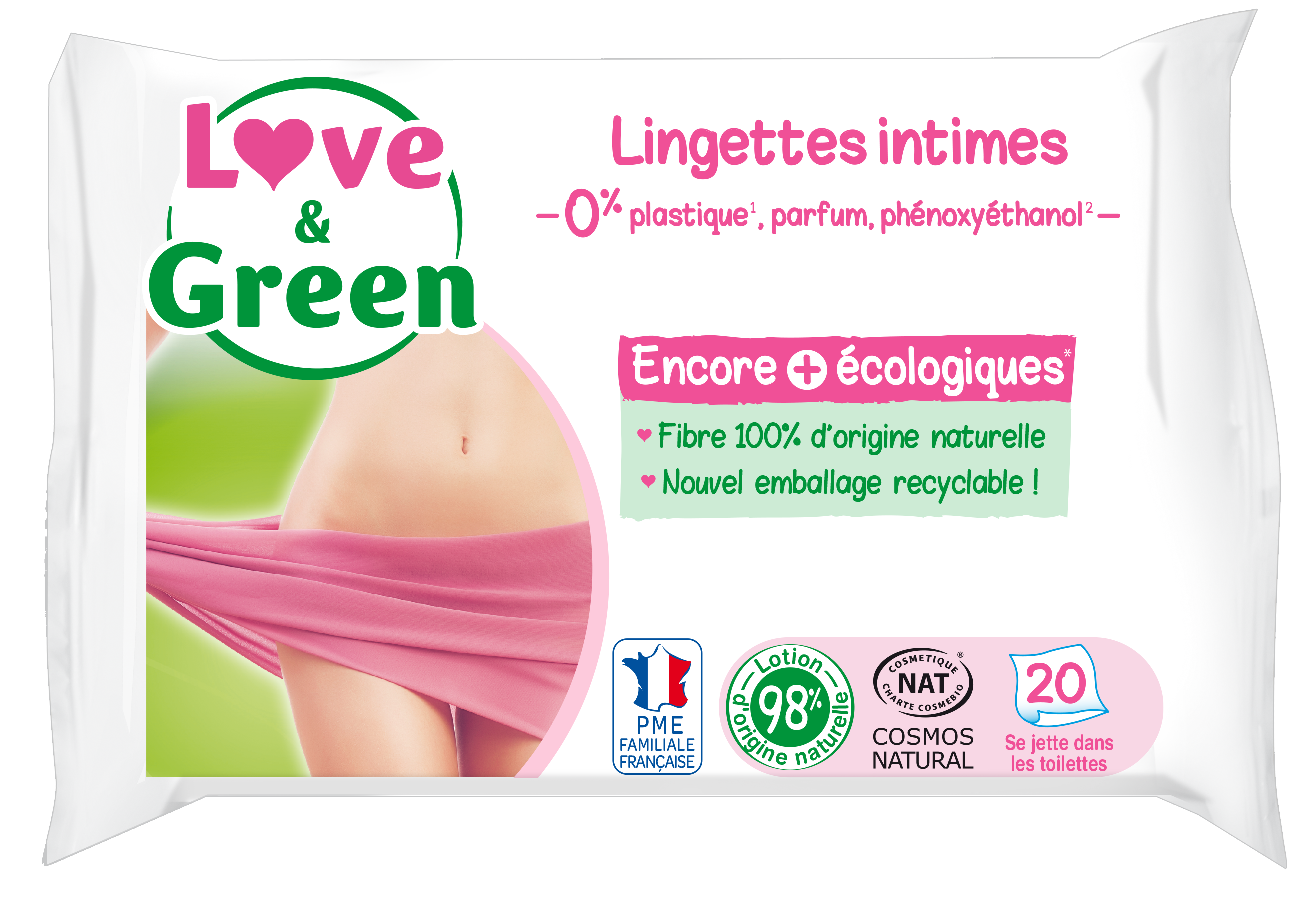 Love and Green  Lingettes intimes - aloe vera - Dentimed - A Swiss Hygiene  Company