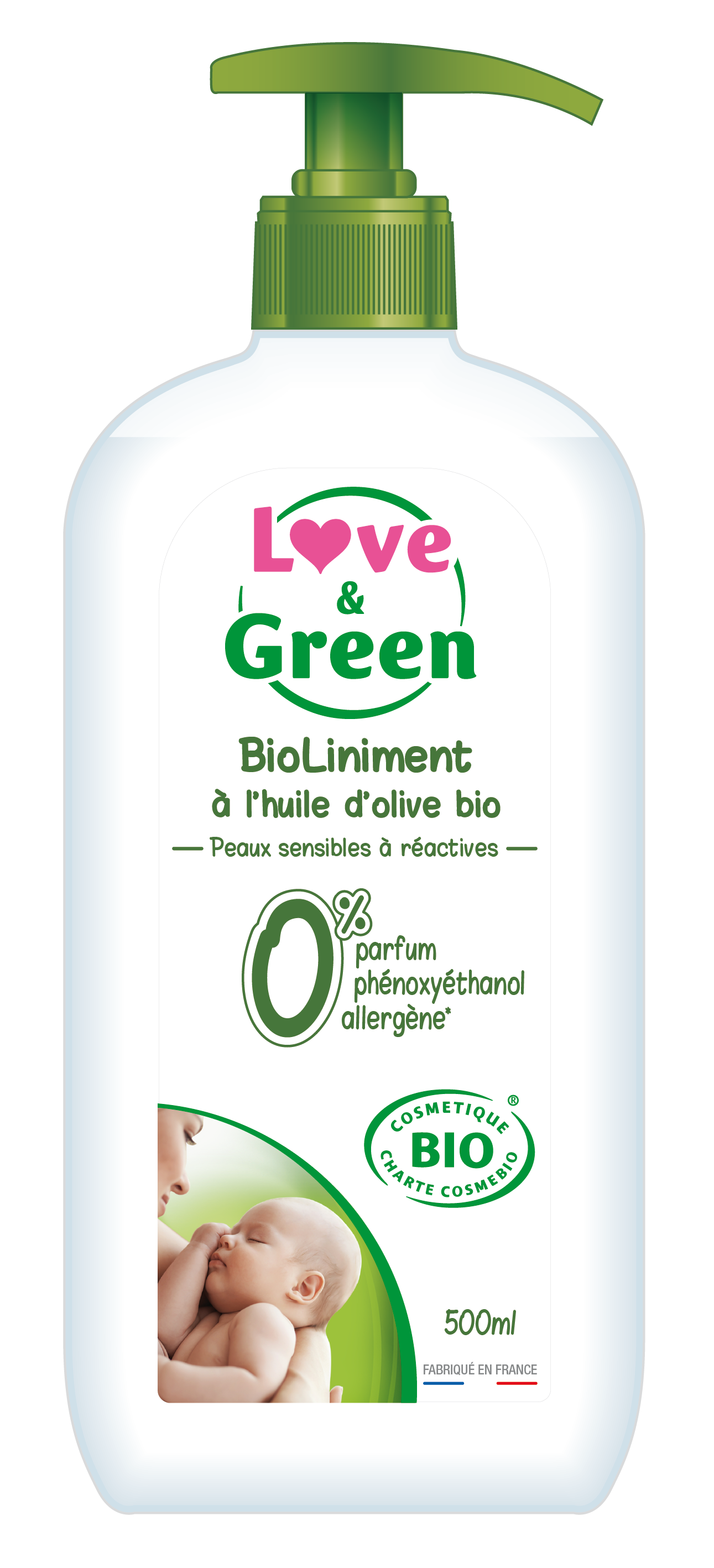 Love & Green BioLiniment à l'Huile d'Olive Bio 500 ml